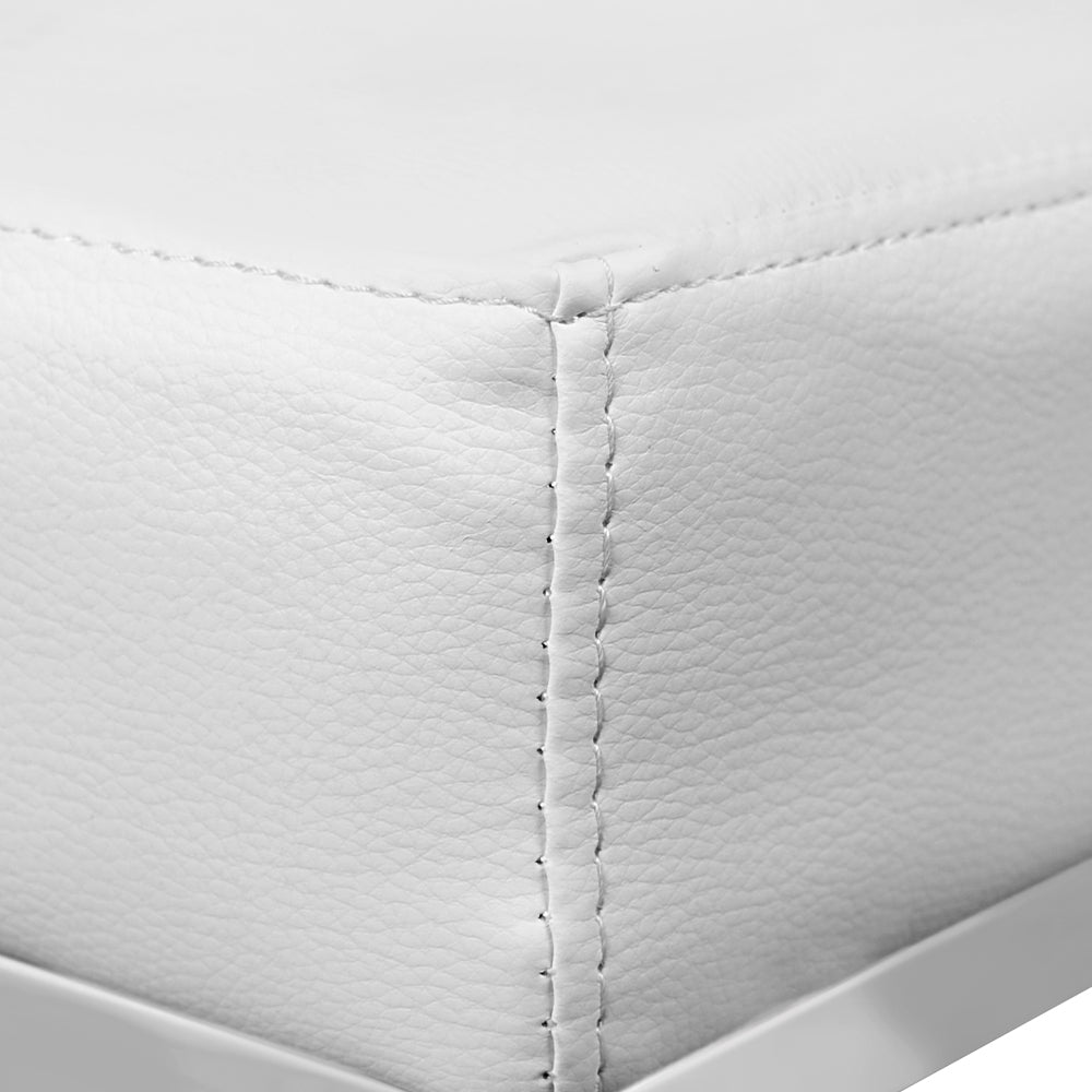 Artiss Delux Set of 2 PU Leather Backless Bar Stools - White and Chrome