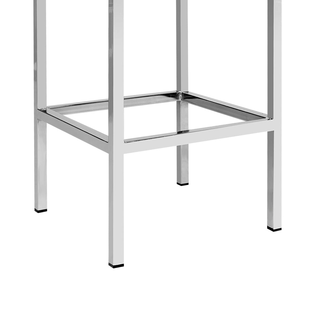 Artiss Delux Set of 2 PU Leather Backless Bar Stools - White and Chrome
