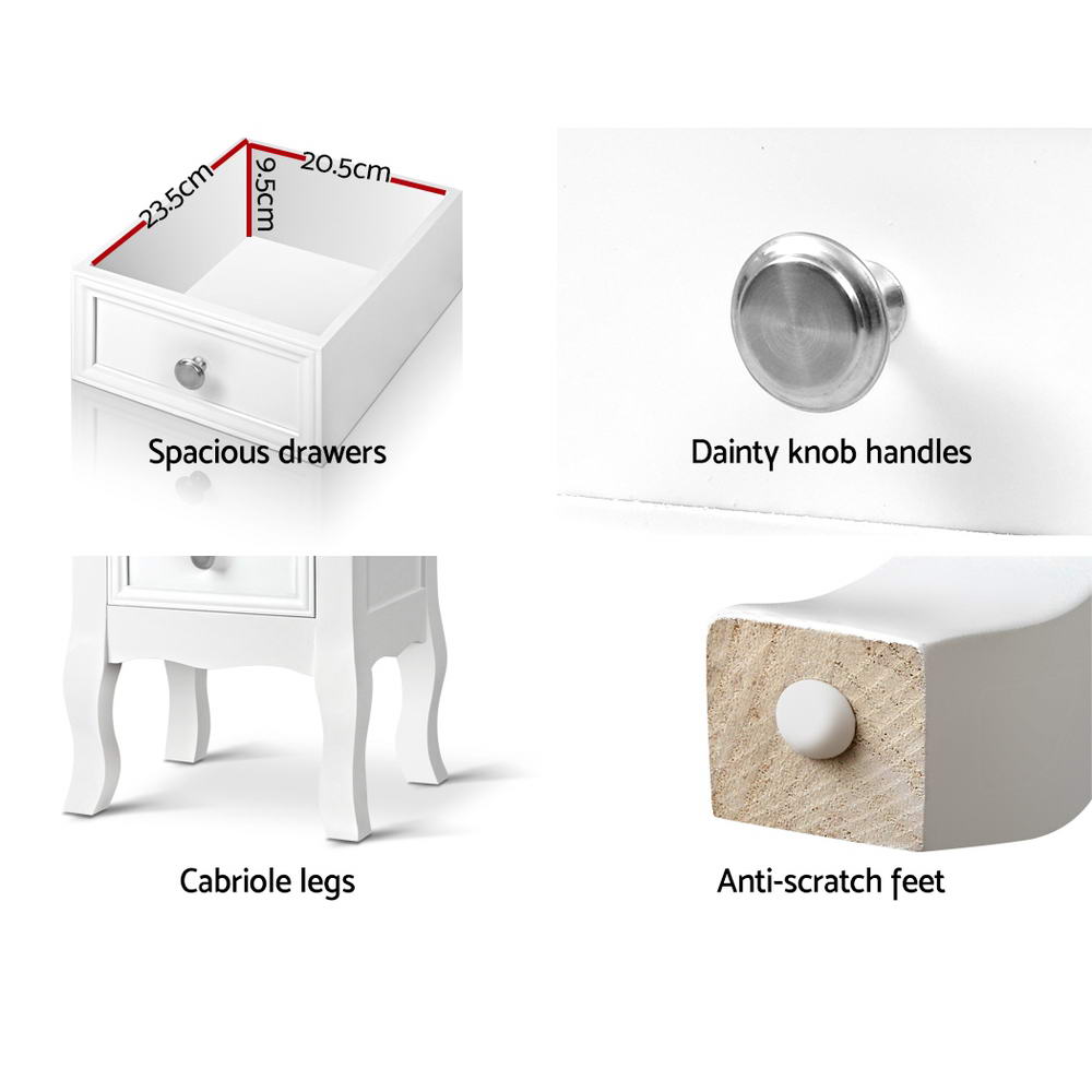 Artiss Bisset Bedside Table French White
