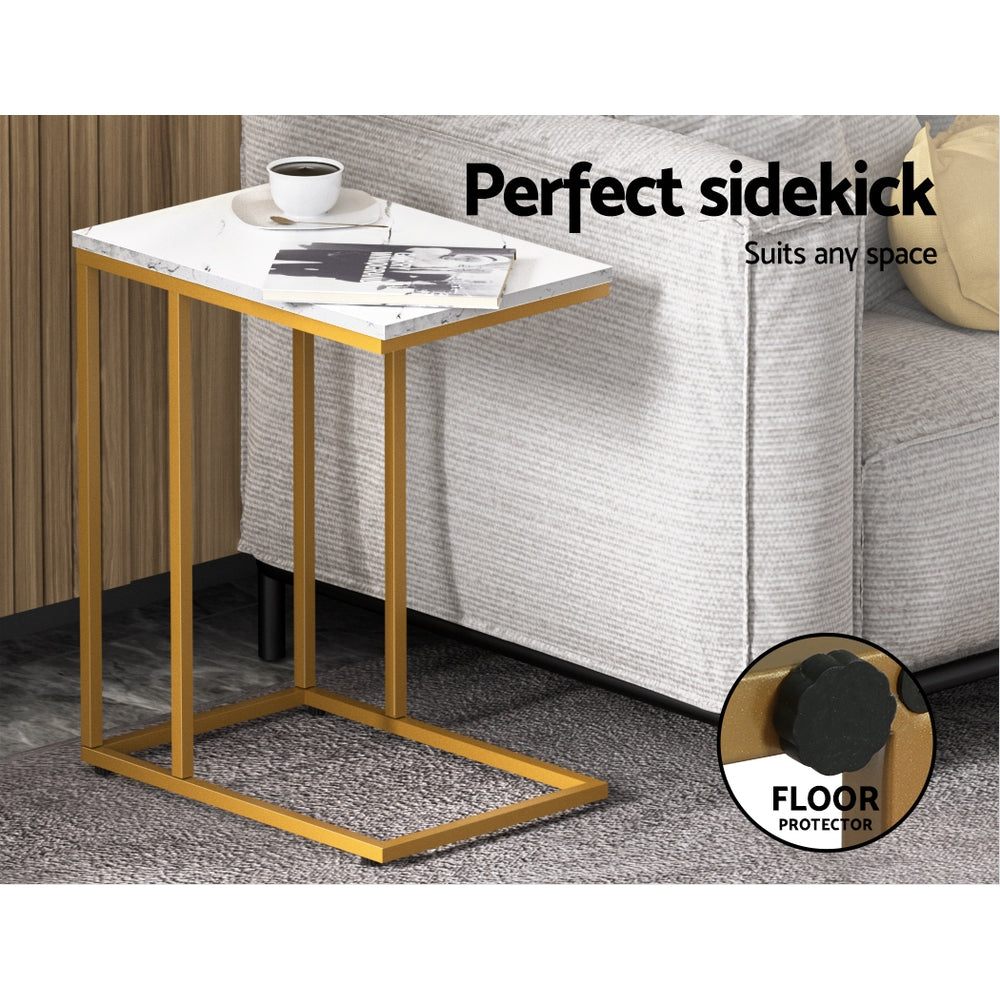 Artiss Martha Coffee Table Wooden Marble Top Finish