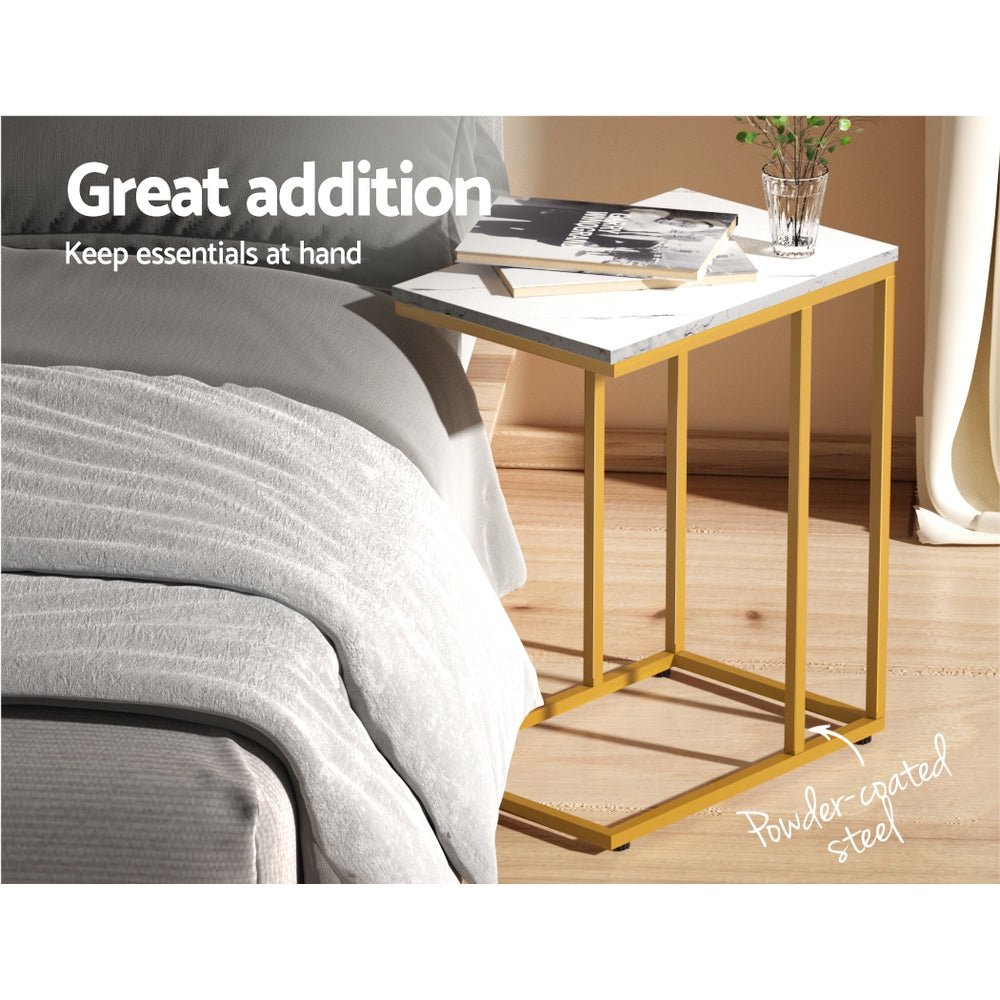 Artiss Martha Coffee Table Wooden Marble Top Finish