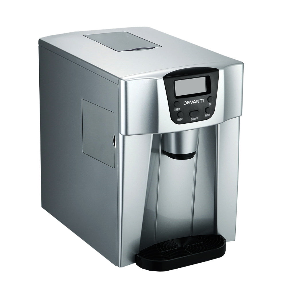 Devanti 2L Portable Ice Cube Maker & Water Dispenser - Silver