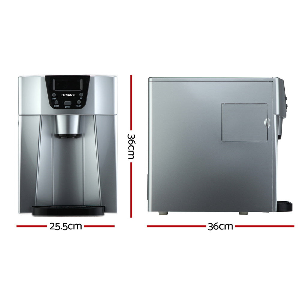 Devanti 2L Portable Ice Cube Maker & Water Dispenser - Silver