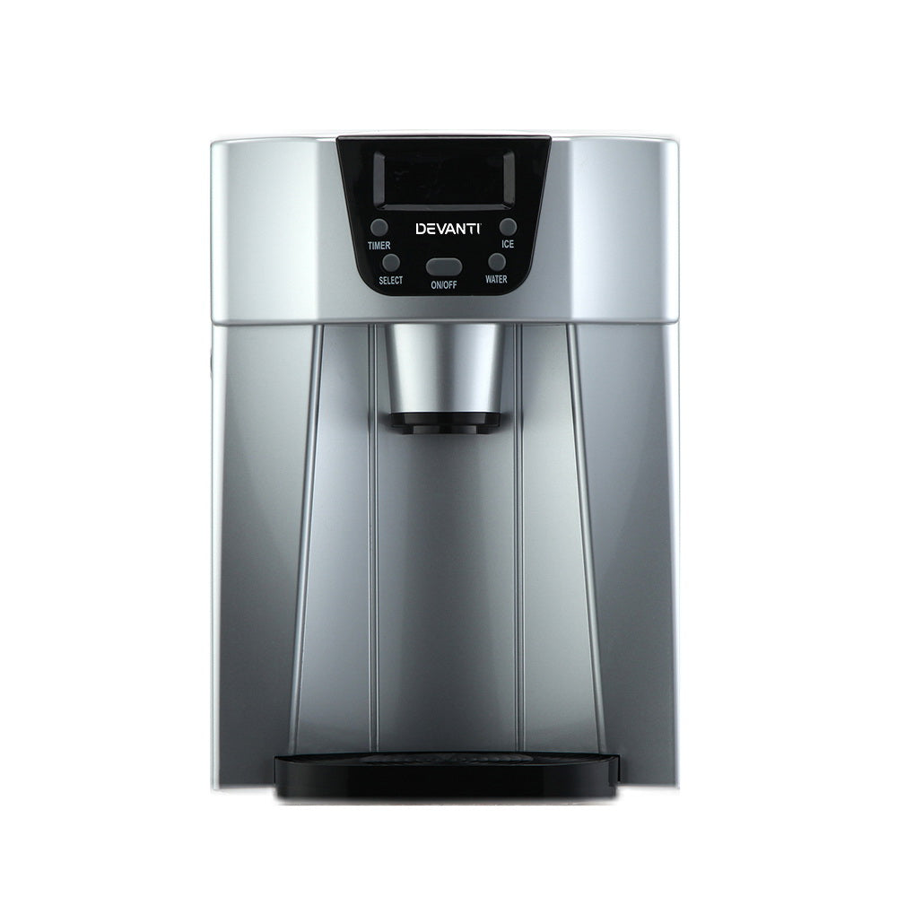 Devanti 2L Portable Ice Cube Maker & Water Dispenser - Silver