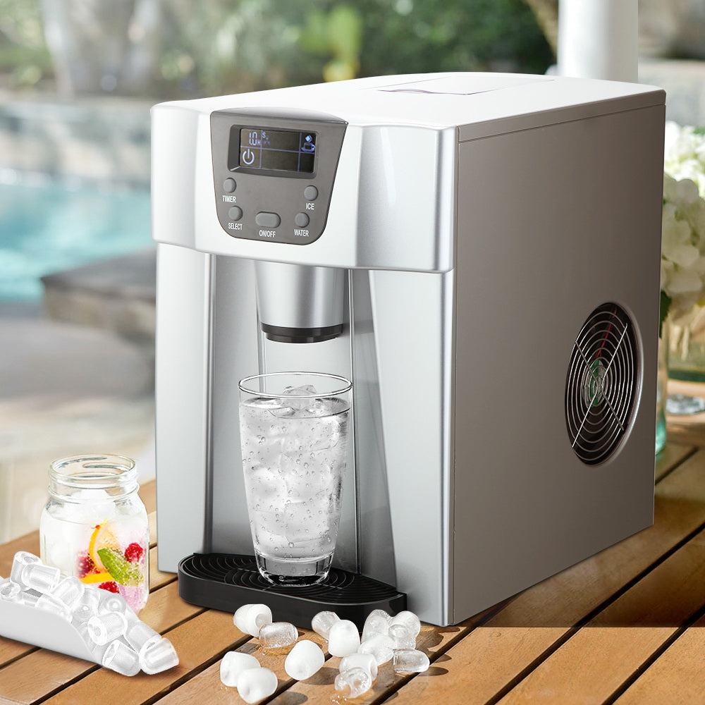 Devanti 2L Portable Ice Cube Maker & Water Dispenser - Silver