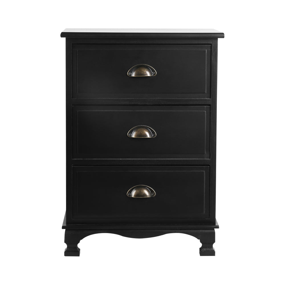 Artiss Thyme Vintage Bedside Table Black