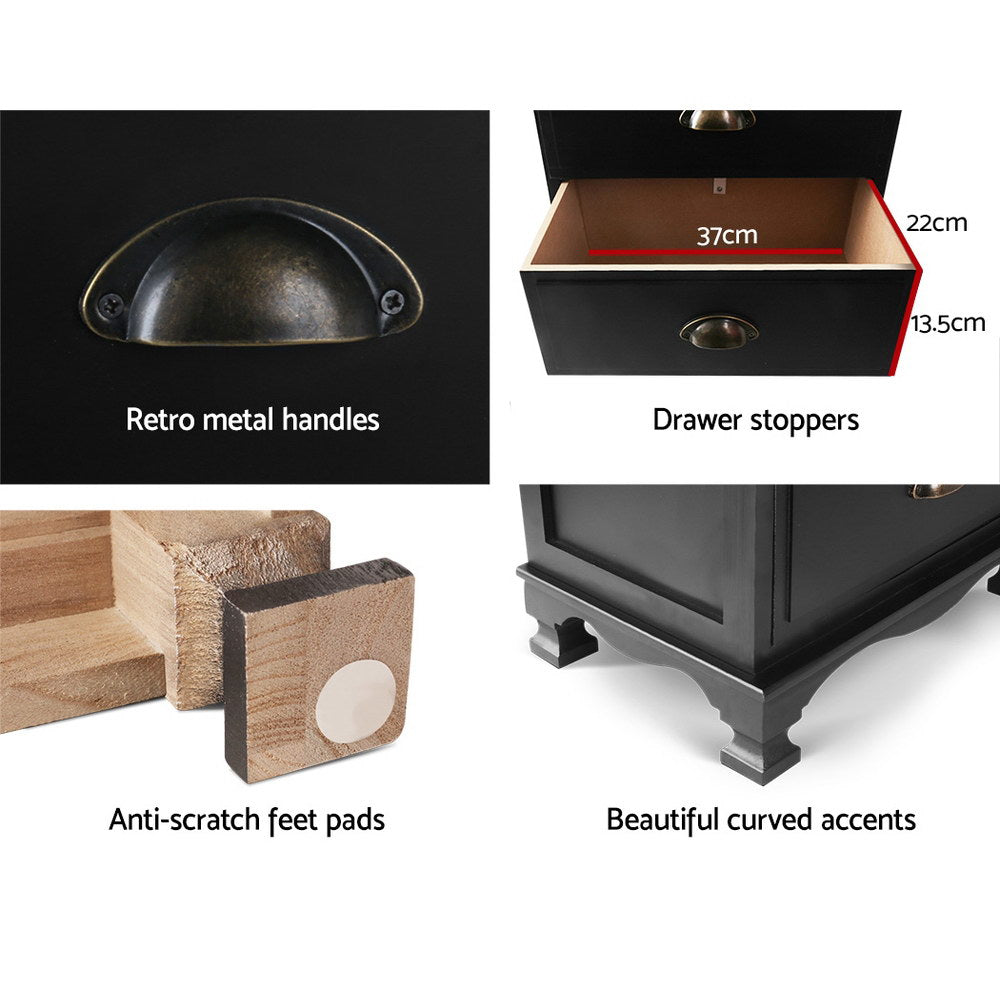 Artiss Thyme Vintage Bedside Table Black