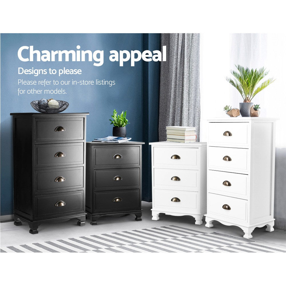 Artiss Thyme Vintage Bedside Table Black