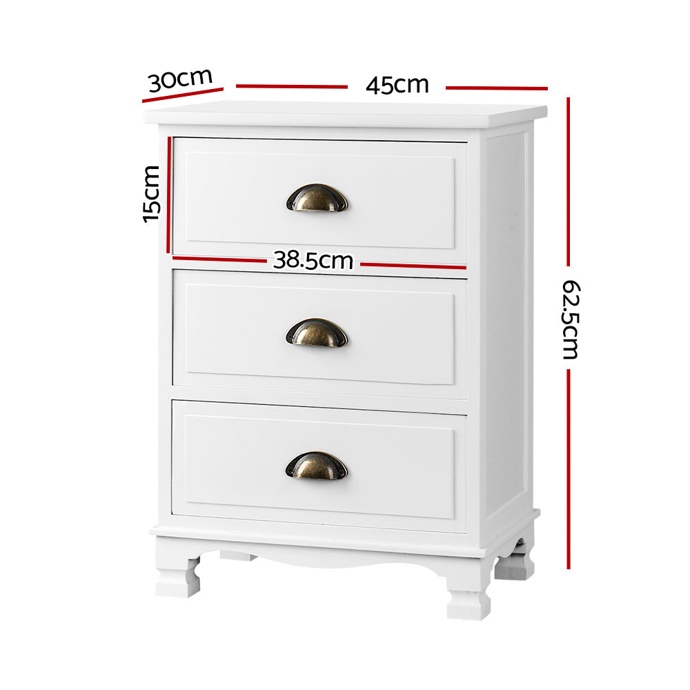 Artiss Thyme Vintage Bedside Table White