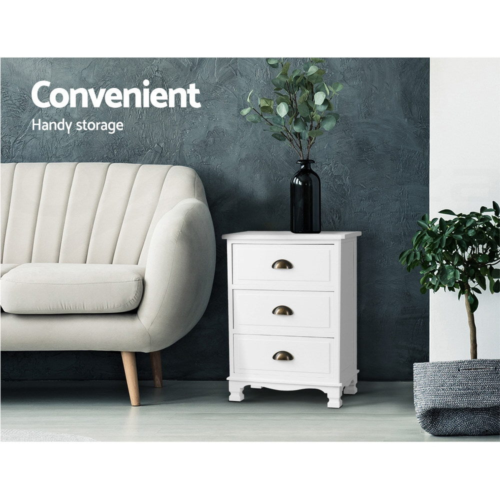 Artiss Thyme Vintage Bedside Table White