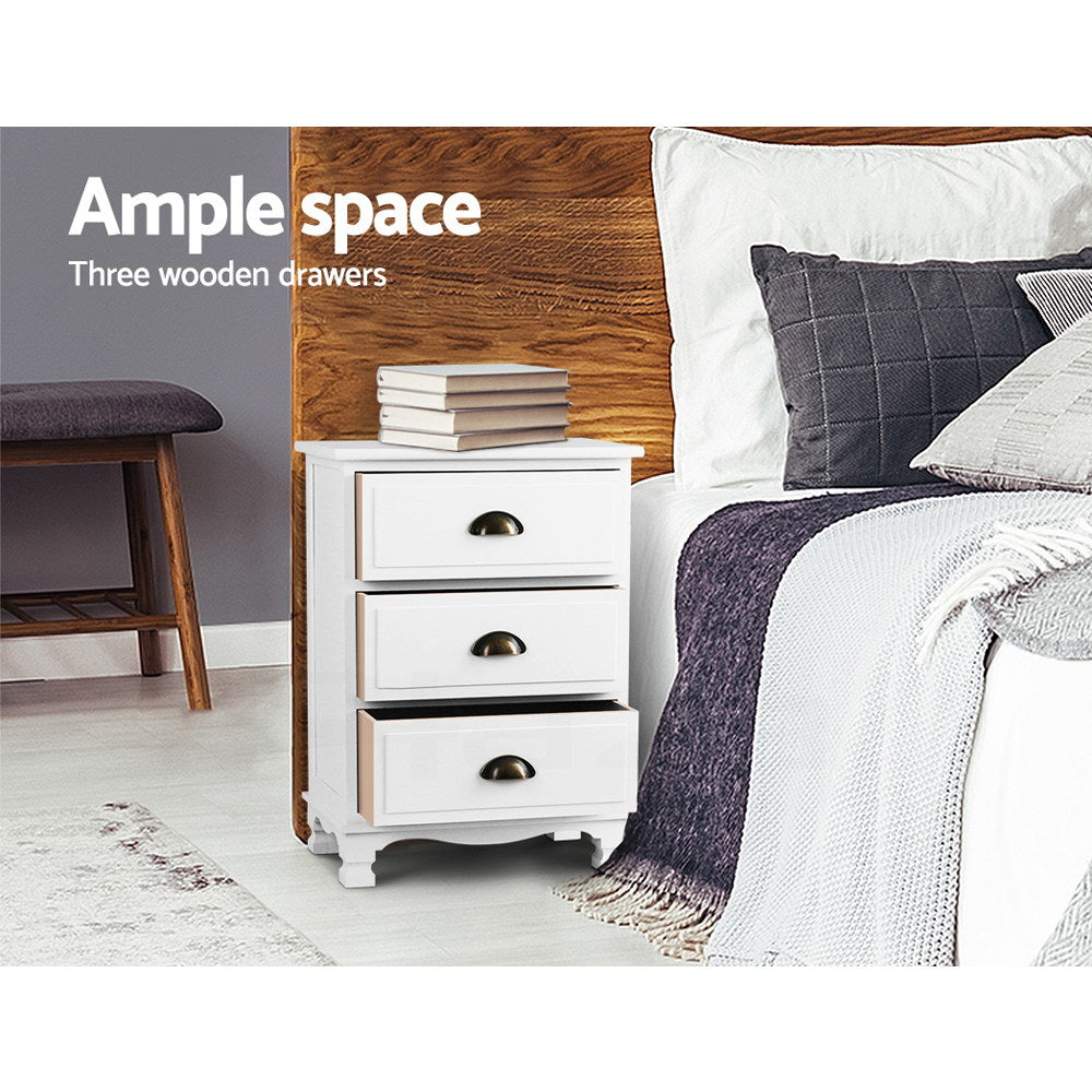 Artiss Thyme Vintage Bedside Table White