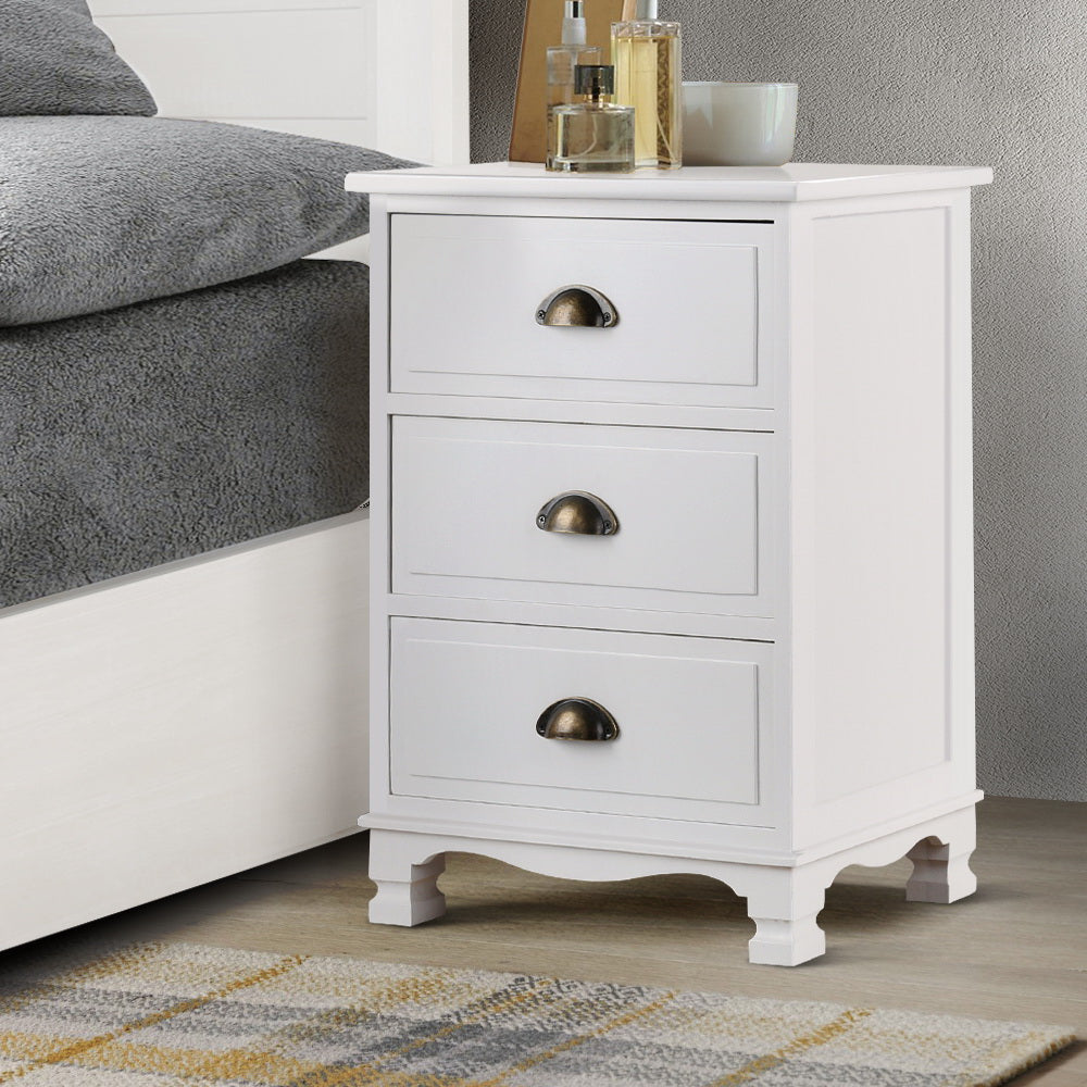 Artiss Thyme Vintage Bedside Table White