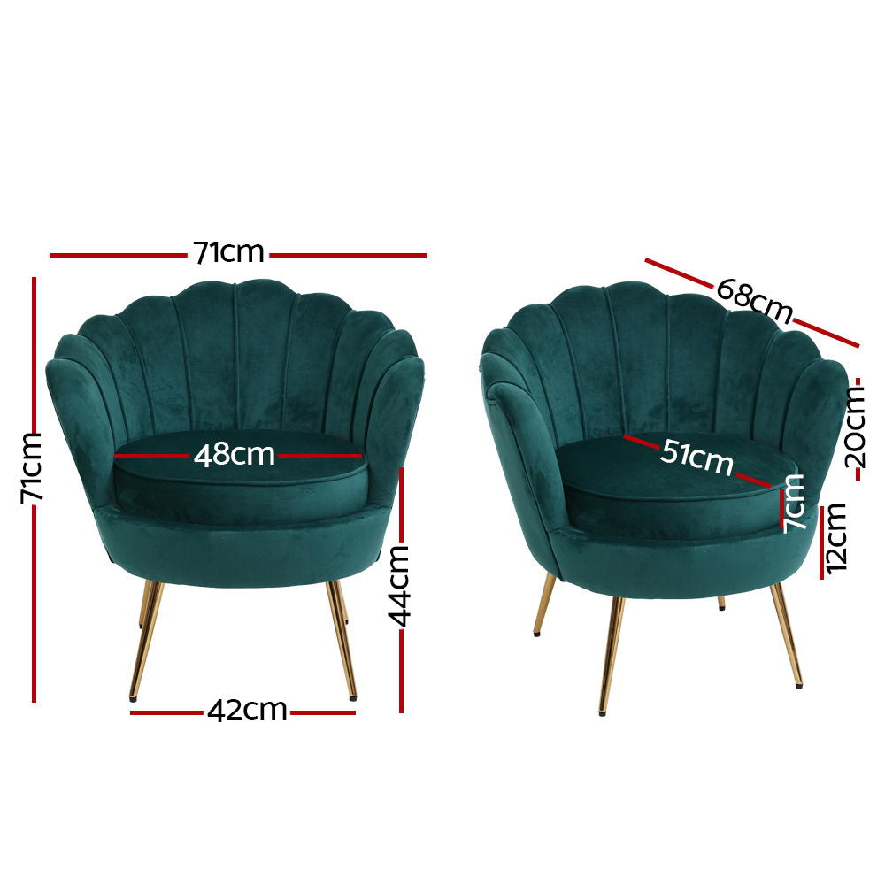 Artiss Callista Accent Chair Velvet Green