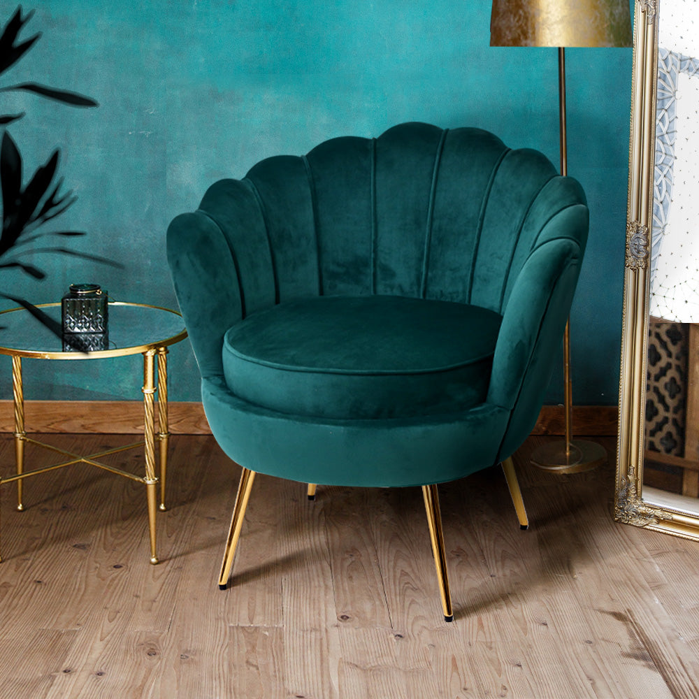 Artiss Callista Accent Chair Velvet Green