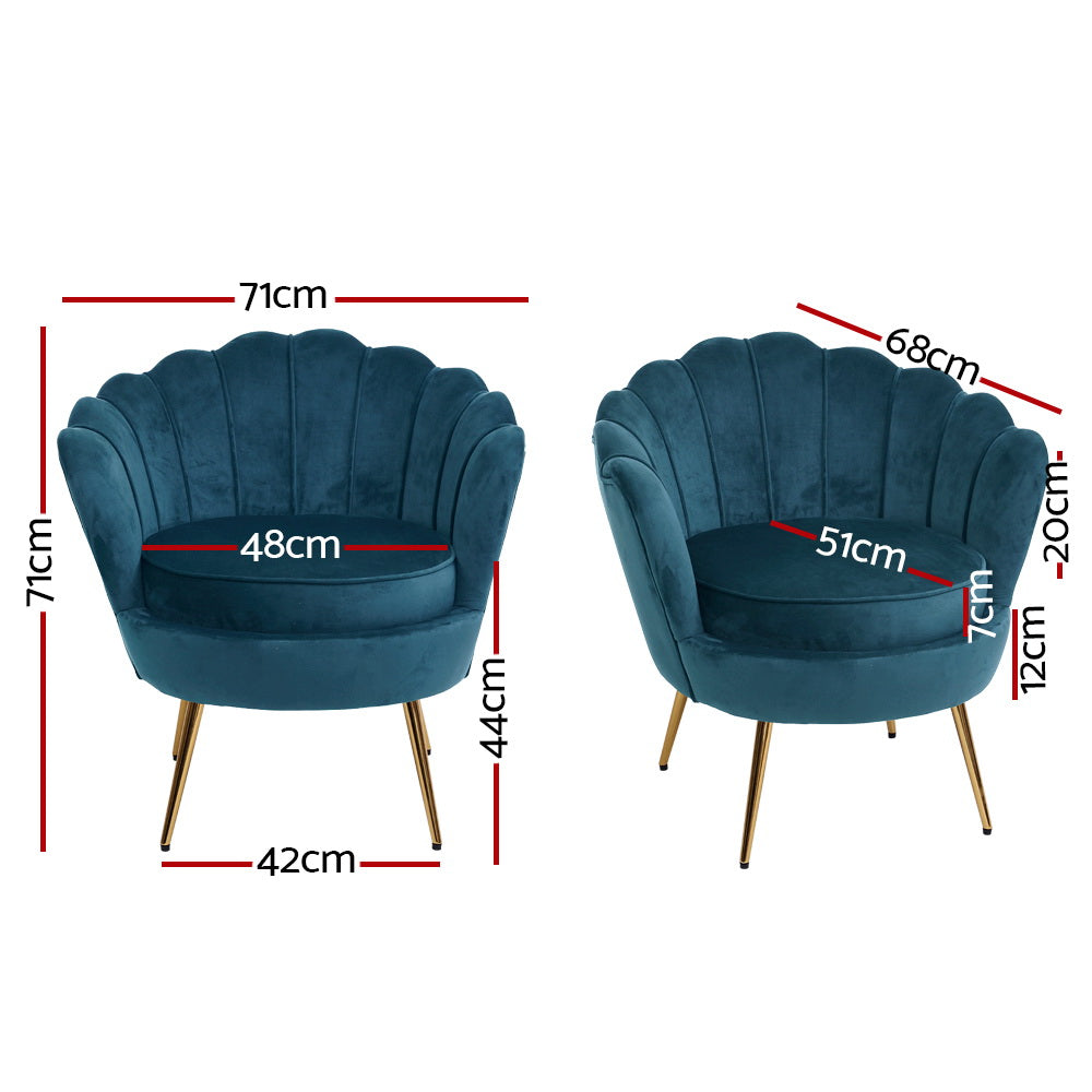 Artiss Callista Accent Chair Velvet Blue