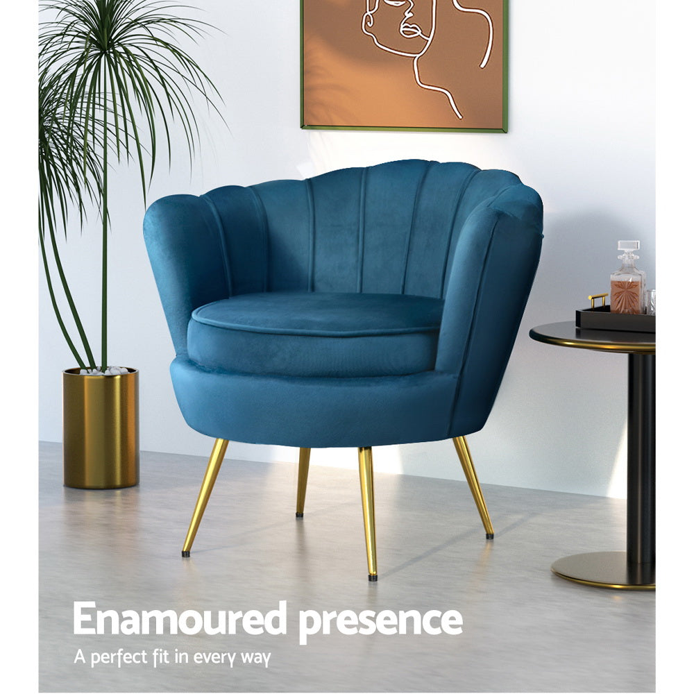 Artiss Callista Accent Chair Velvet Blue
