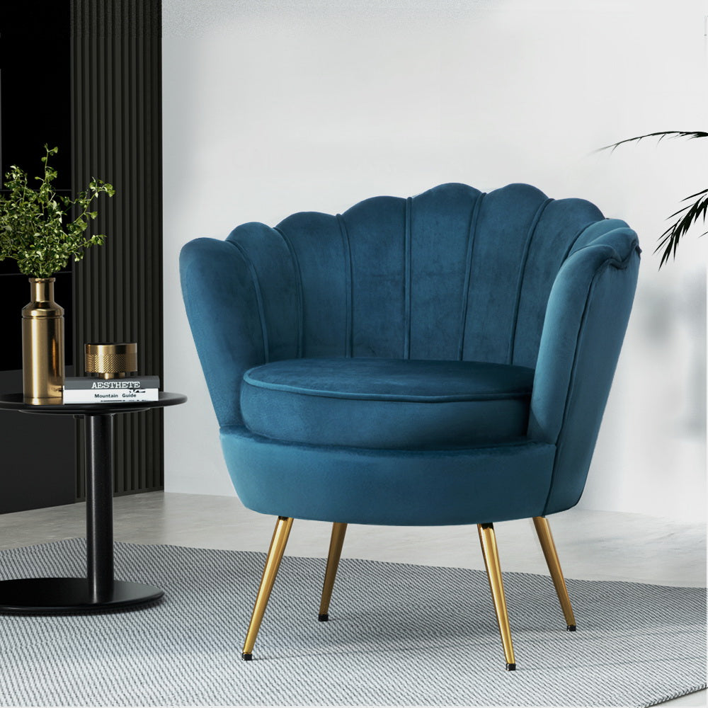 Artiss Callista Accent Chair Velvet Blue