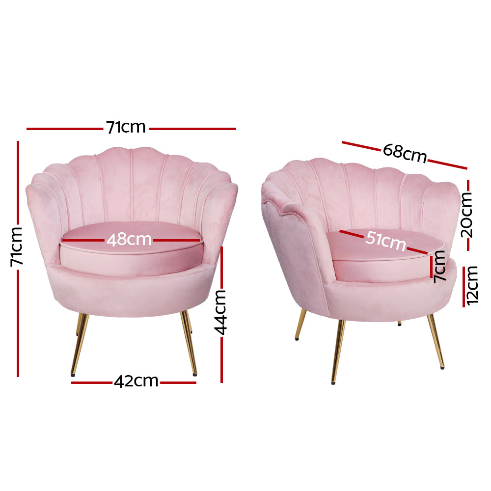 Artiss Callista Accent Chair Velvet Pink