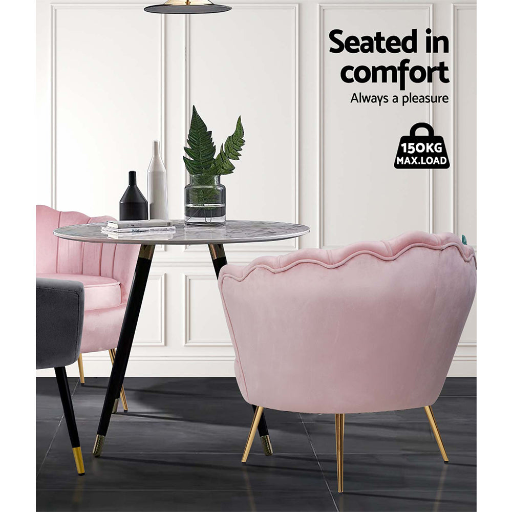Artiss Callista Accent Chair Velvet Pink