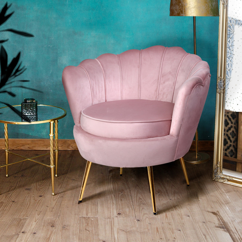 Artiss Callista Accent Chair Velvet Pink