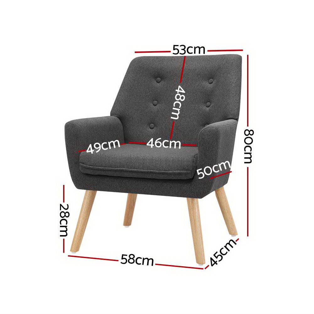 Artiss Anne Armchair Tub Single Dining Chair - Charcoal