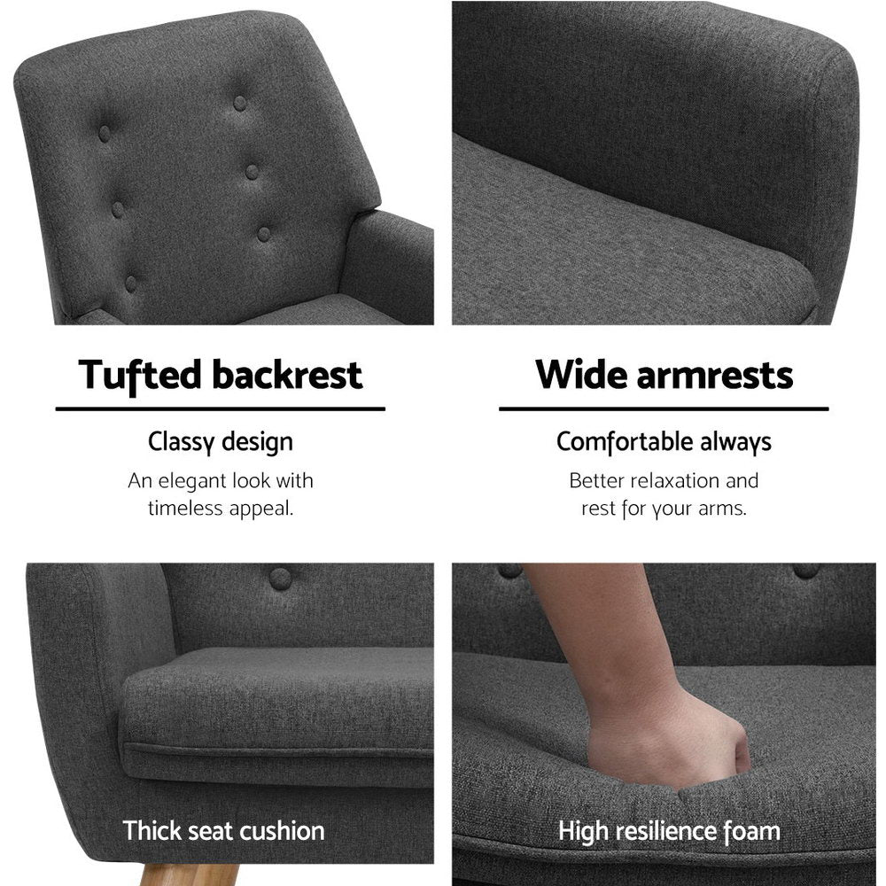 Artiss Anne Armchair Tub Single Dining Chair - Charcoal