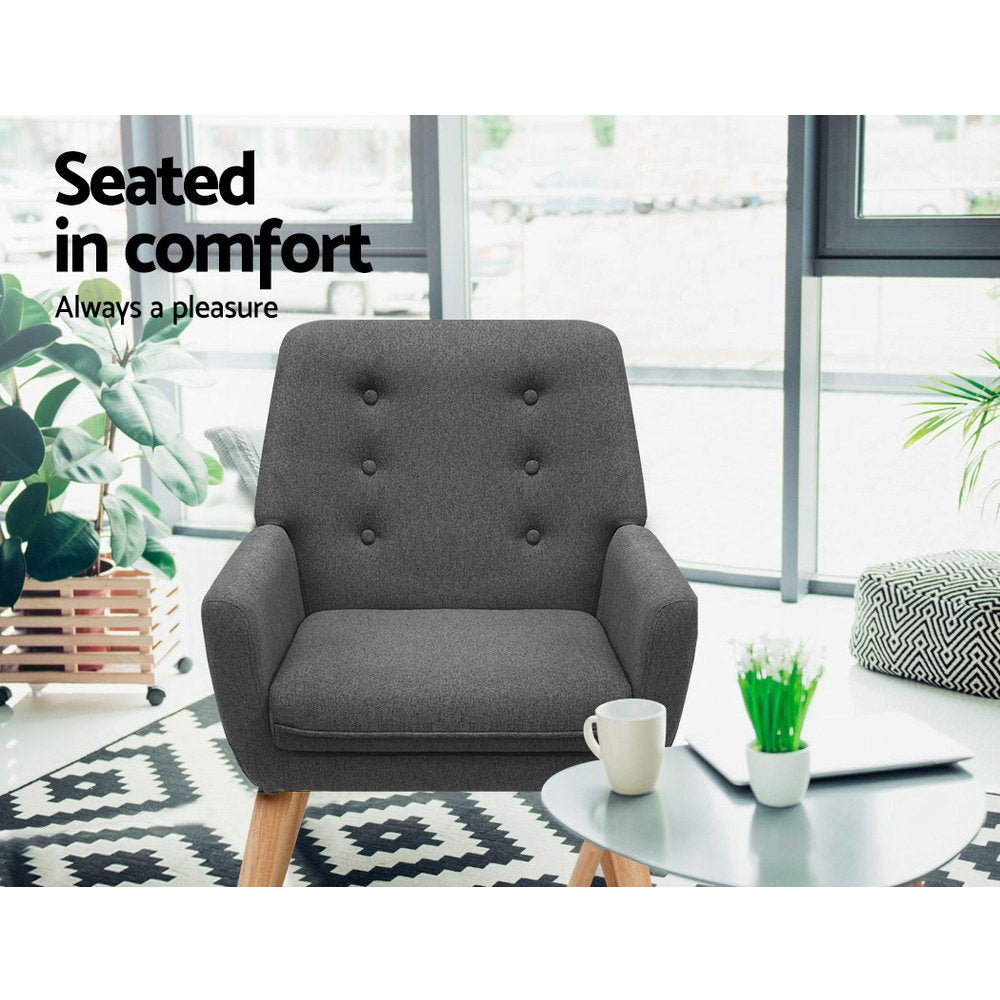 Artiss Anne Armchair Tub Single Dining Chair - Charcoal