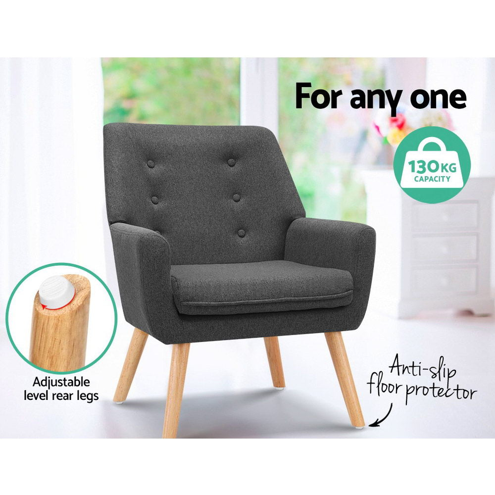 Artiss Anne Armchair Tub Single Dining Chair - Charcoal