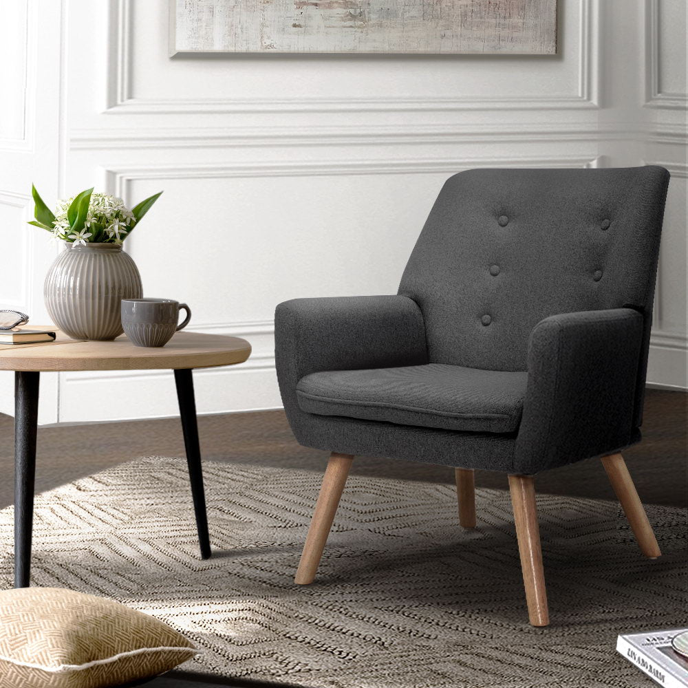 Artiss Anne Armchair Tub Single Dining Chair - Charcoal