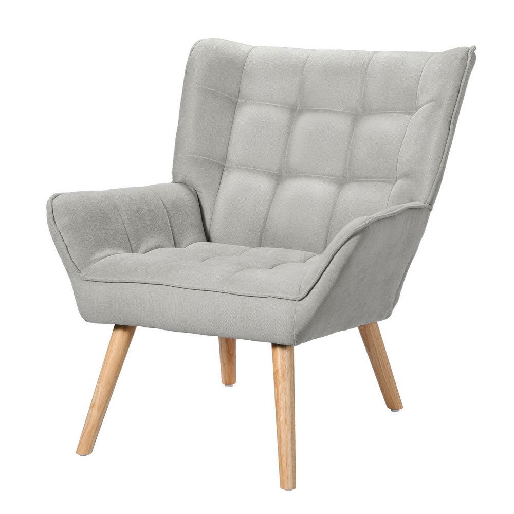 Artiss Cindy Accent Chair Linen Fabric Cushion Seat Grey