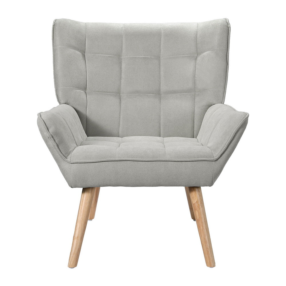 Artiss Cindy Accent Chair Linen Fabric Cushion Seat Grey