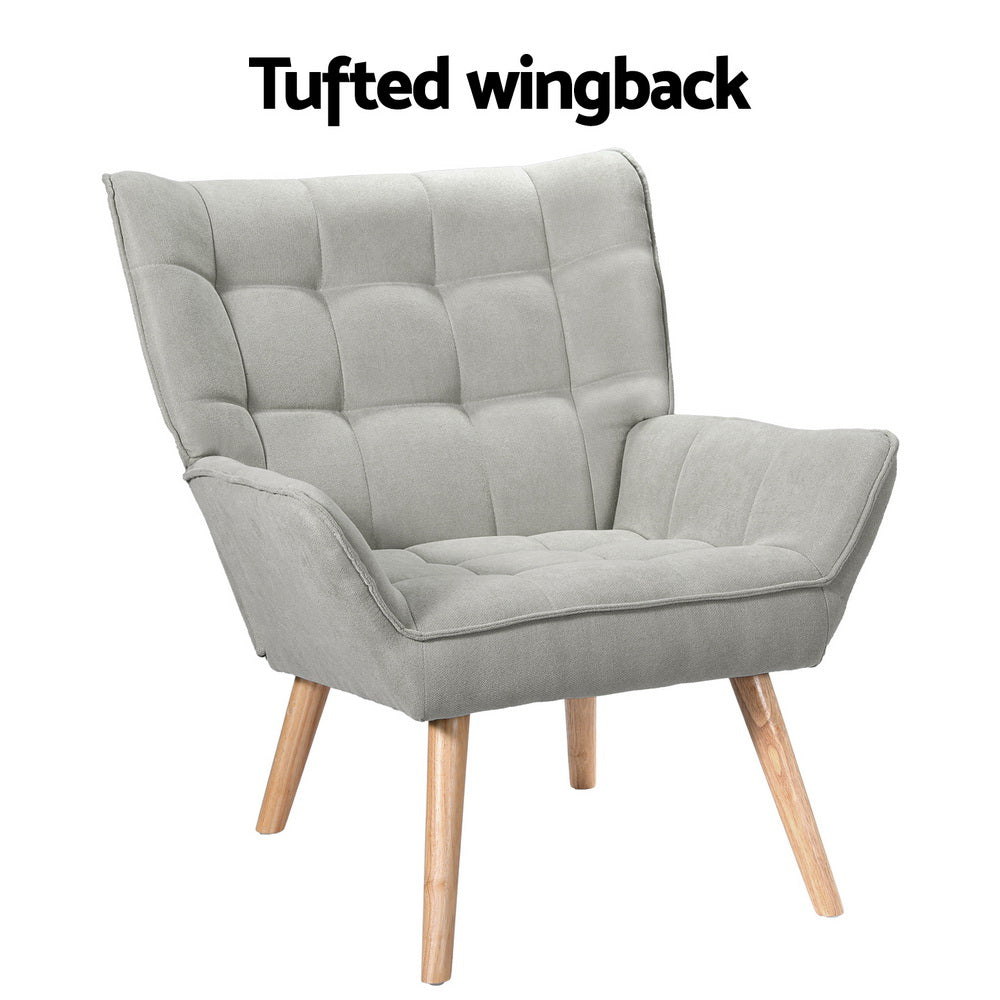 Artiss Cindy Accent Chair Linen Fabric Cushion Seat Grey