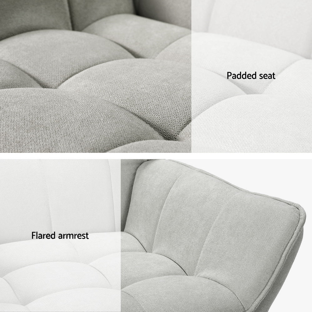 Artiss Cindy Accent Chair Linen Fabric Cushion Seat Grey