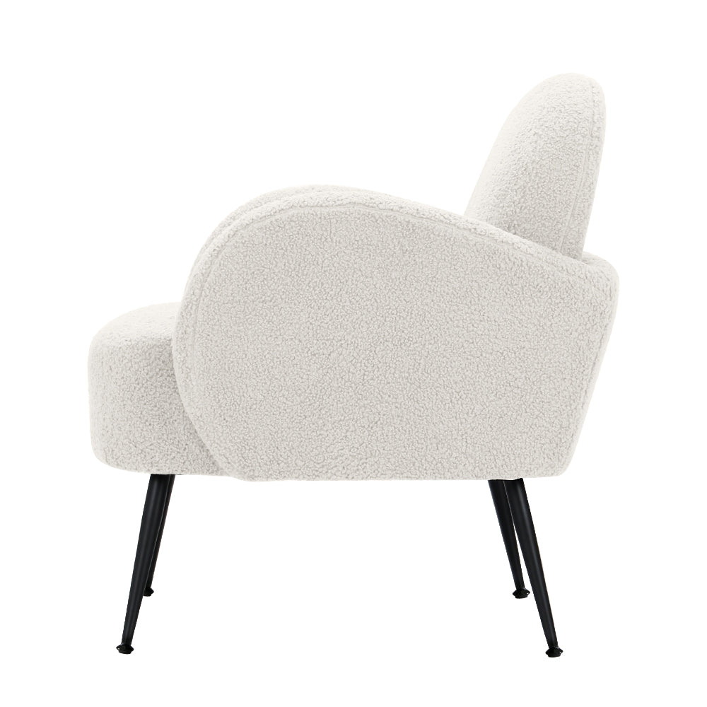 Artiss Hanes Accent Chair Sherpa Boucle White
