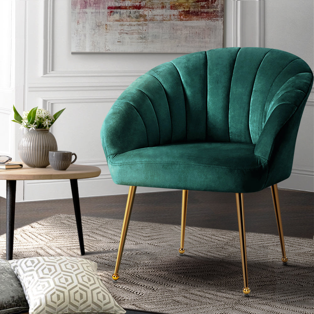 Artiss Eloise Accent Chair Velvet Green