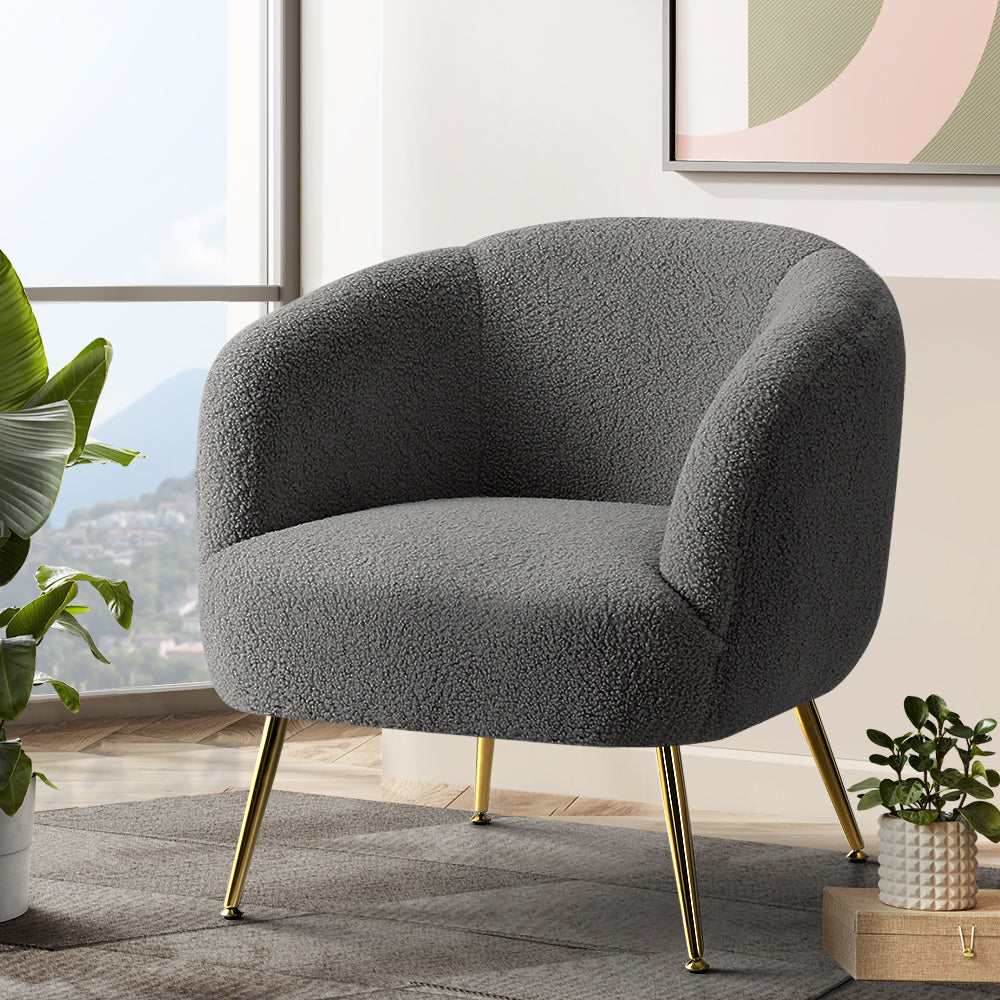 Artiss Carneiro Accent Chair Sherpa Boucle Charcoal