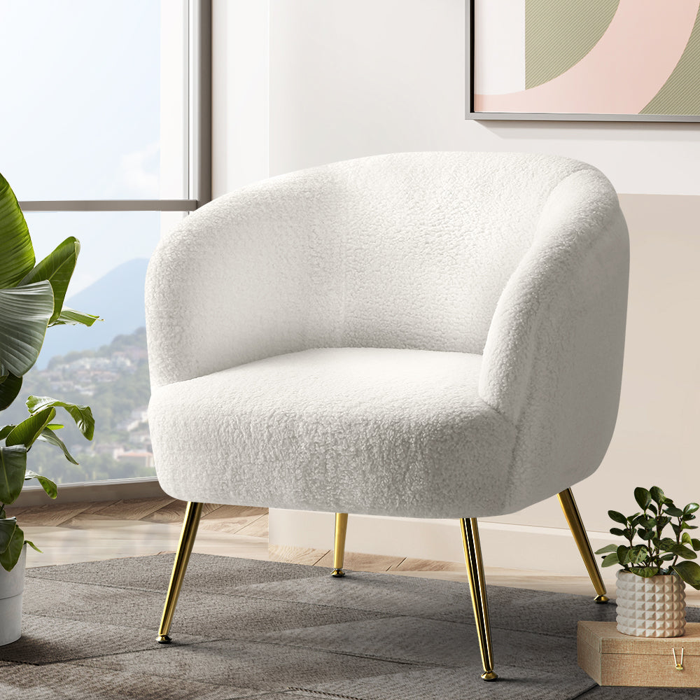 Artiss Carneiro Accent Chair Sherpa Boucle White