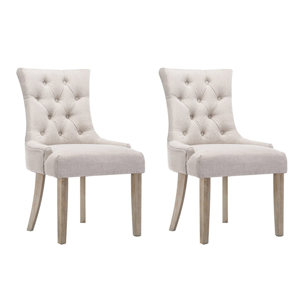 Artiss Cayes Set of 2 Dining Chair Beige French Provincial Chairs