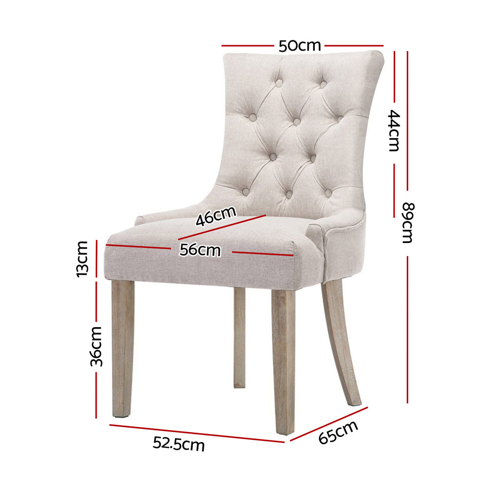 Artiss Cayes Set of 2 Dining Chair Beige French Provincial Chairs