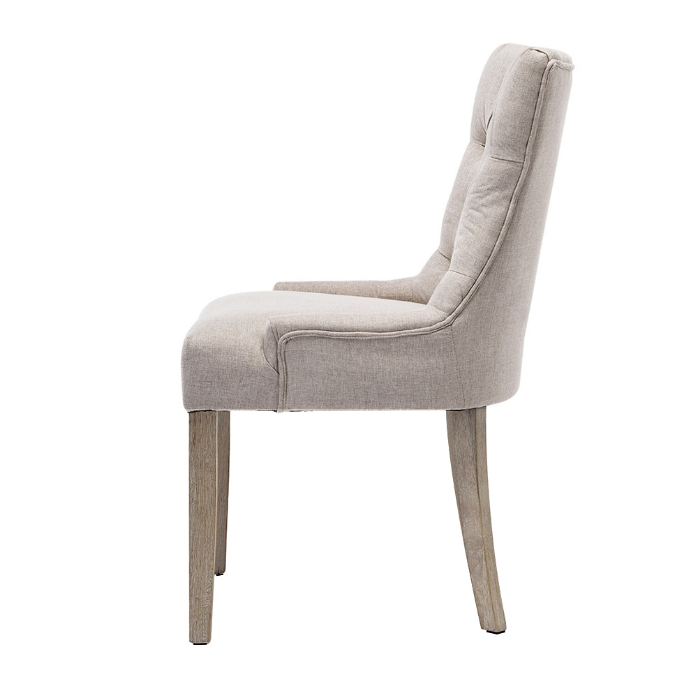 Artiss Cayes Set of 2 Dining Chair Beige French Provincial Chairs