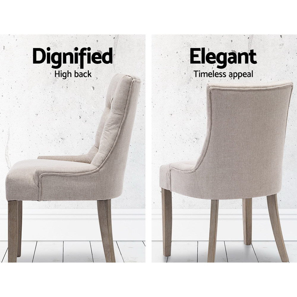 Artiss Cayes Set of 2 Dining Chair Beige French Provincial Chairs