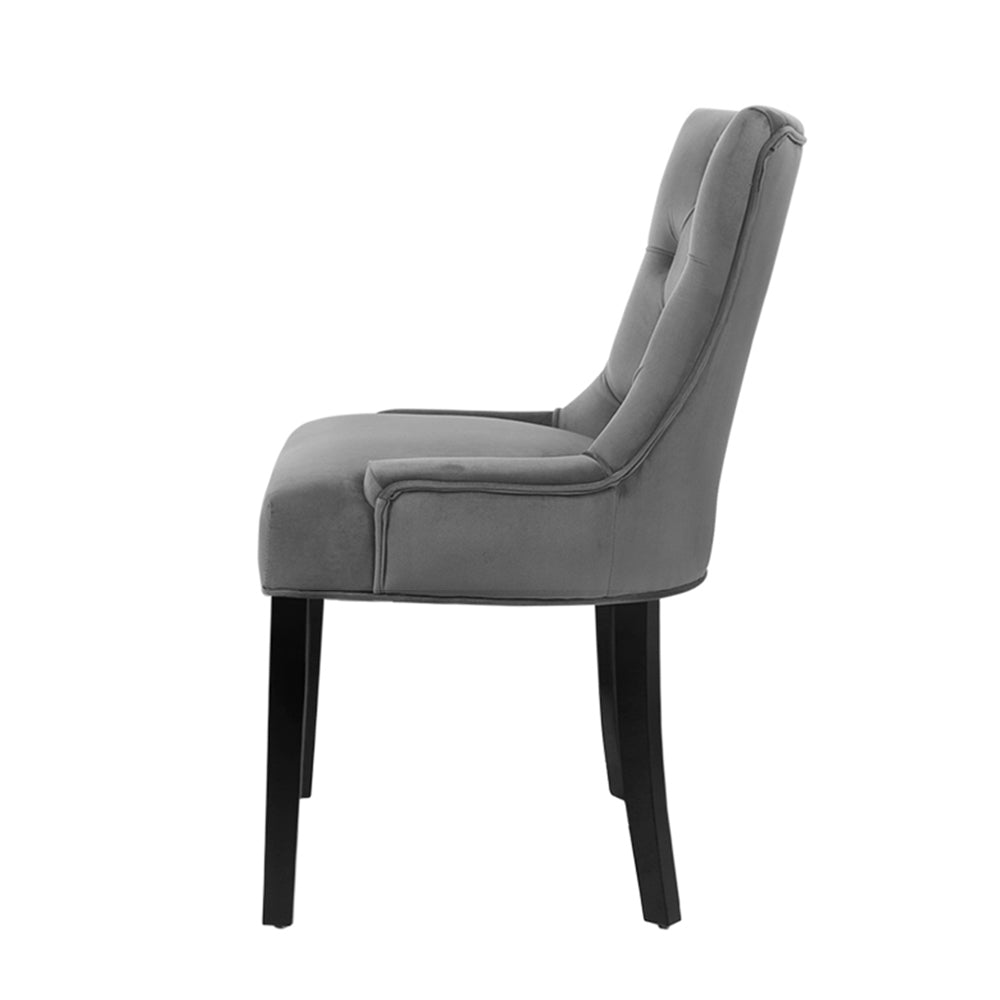 Artiss Cayes Set of 2 Dining Chairs French Provincial Retro Chair Wooden Velvet Fabric Grey