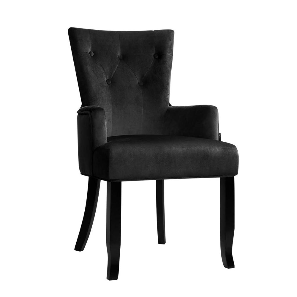 Artiss Cayes Dining Chair French Provincial Chair Velvet Black