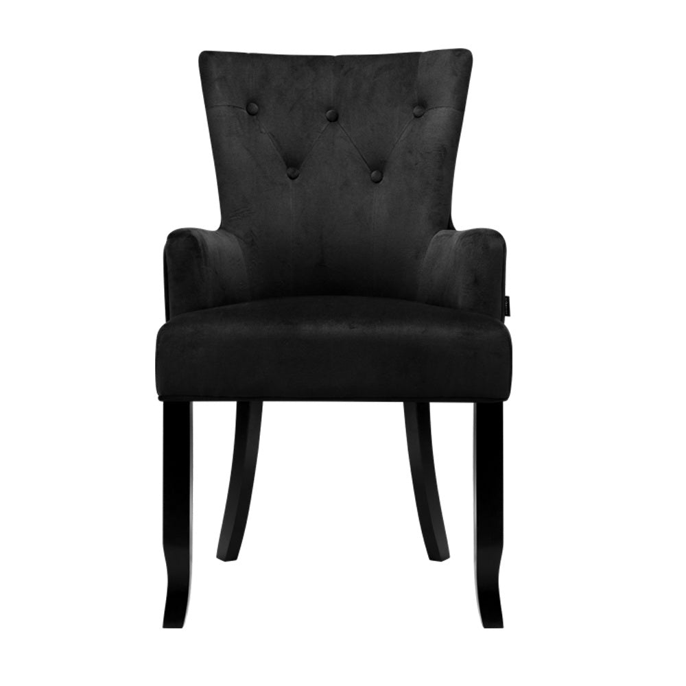 Artiss Cayes Dining Chair French Provincial Chair Velvet Black