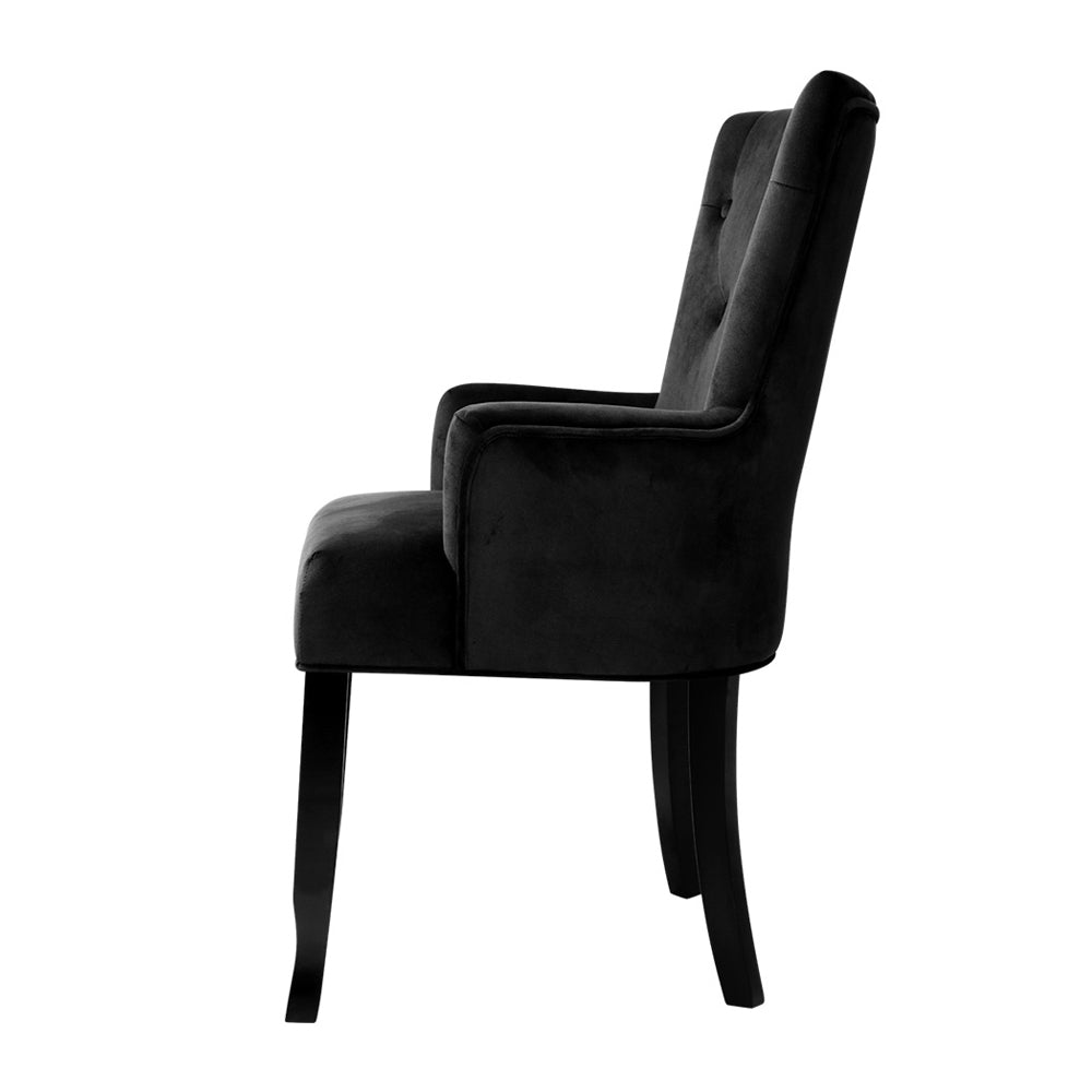 Artiss Cayes Dining Chair French Provincial Chair Velvet Black