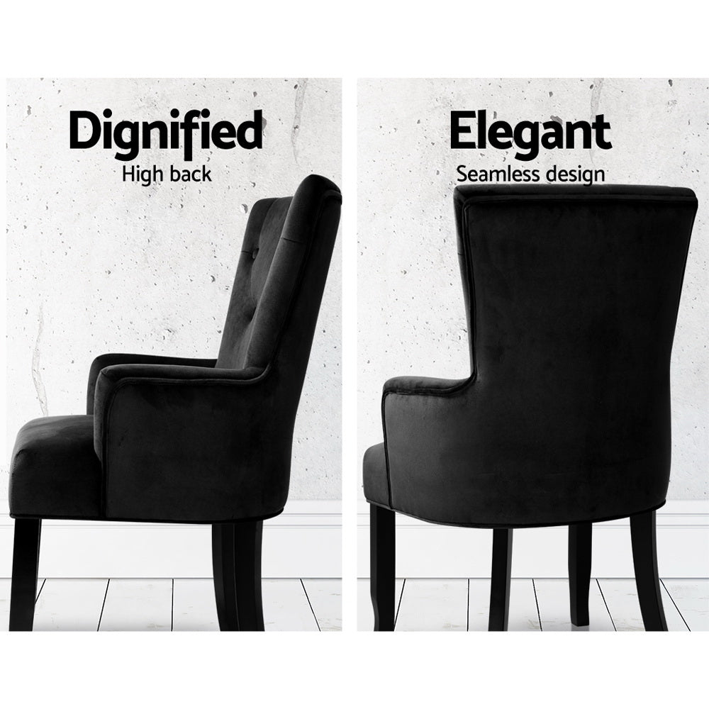 Artiss Cayes Dining Chair French Provincial Chair Velvet Black