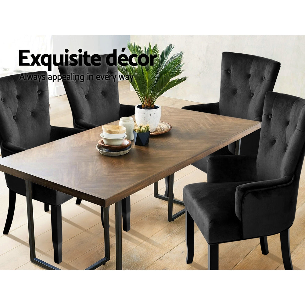 Artiss Cayes Dining Chair French Provincial Chair Velvet Black