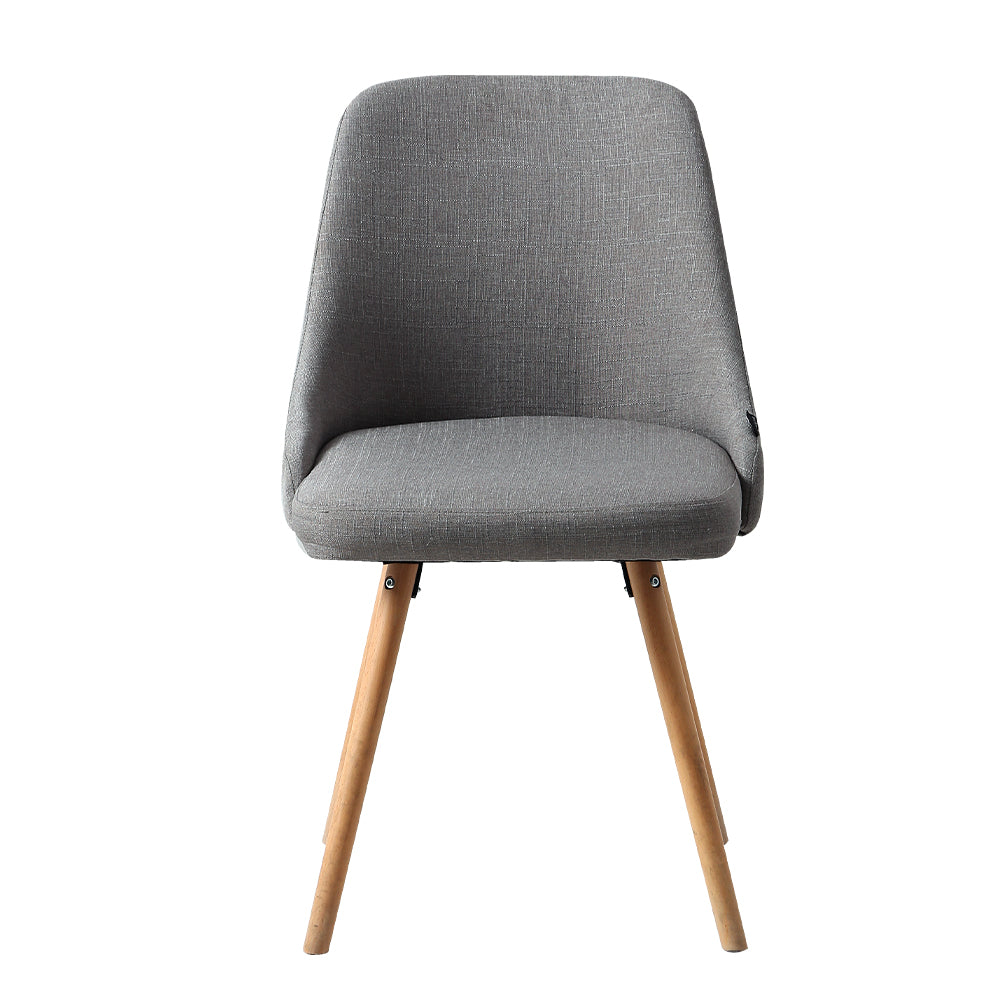 Artiss Kalmar Set of 2 Dining Chairs Beech Wooden Timber Chair Fabric Grey