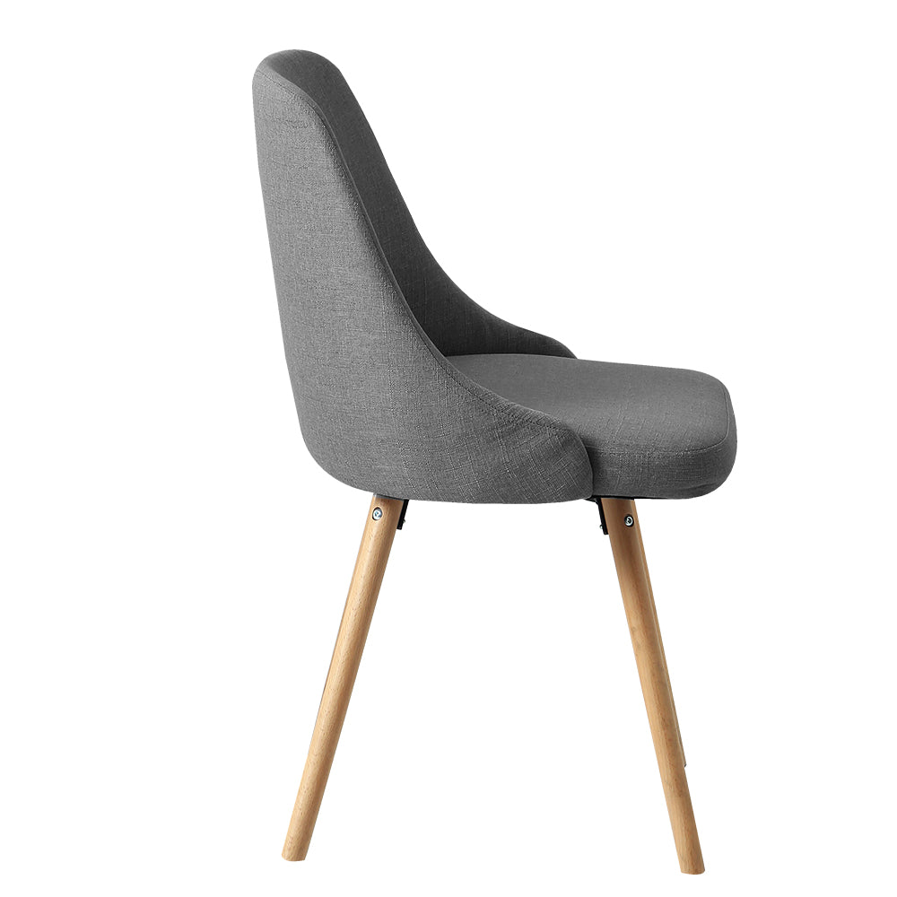 Artiss Kalmar Set of 2 Dining Chairs Beech Wooden Timber Chair Fabric Grey