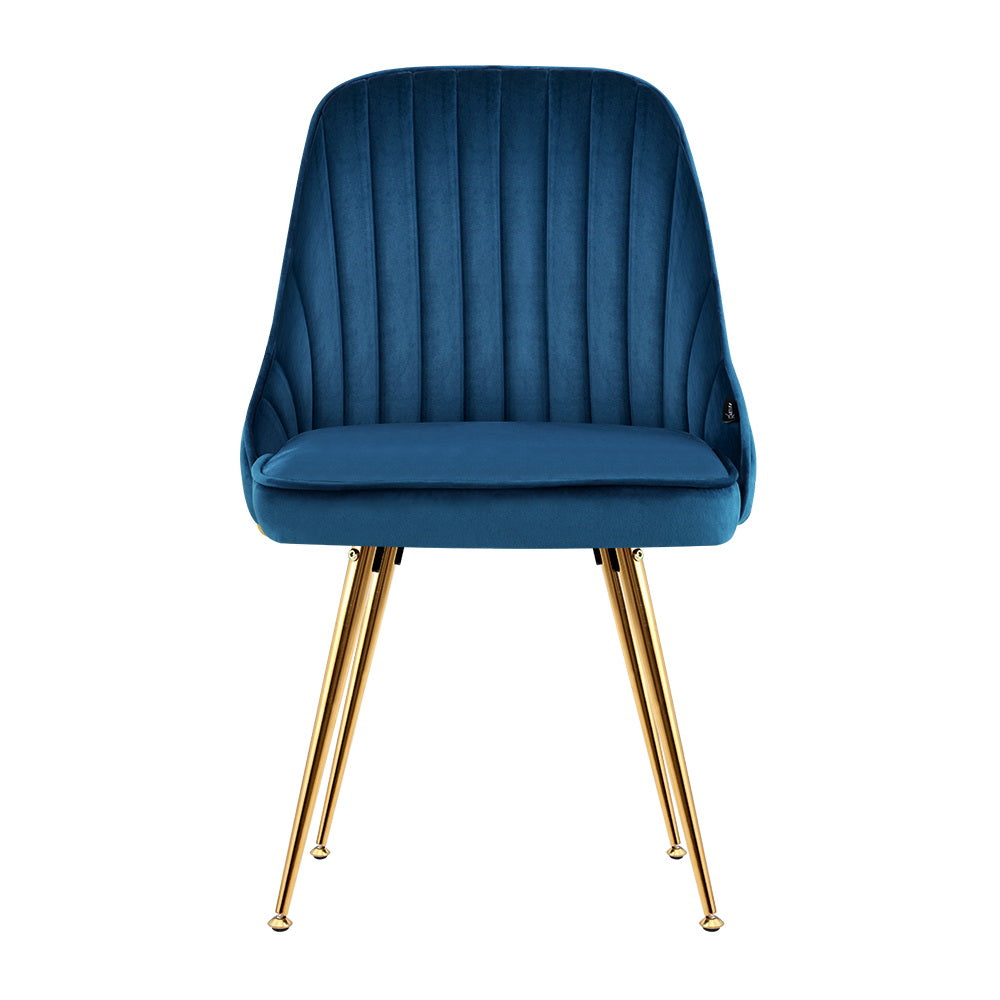 Artiss Nappa Set of 2 Dining Chairs Modern Metal Legs Velvet Blue